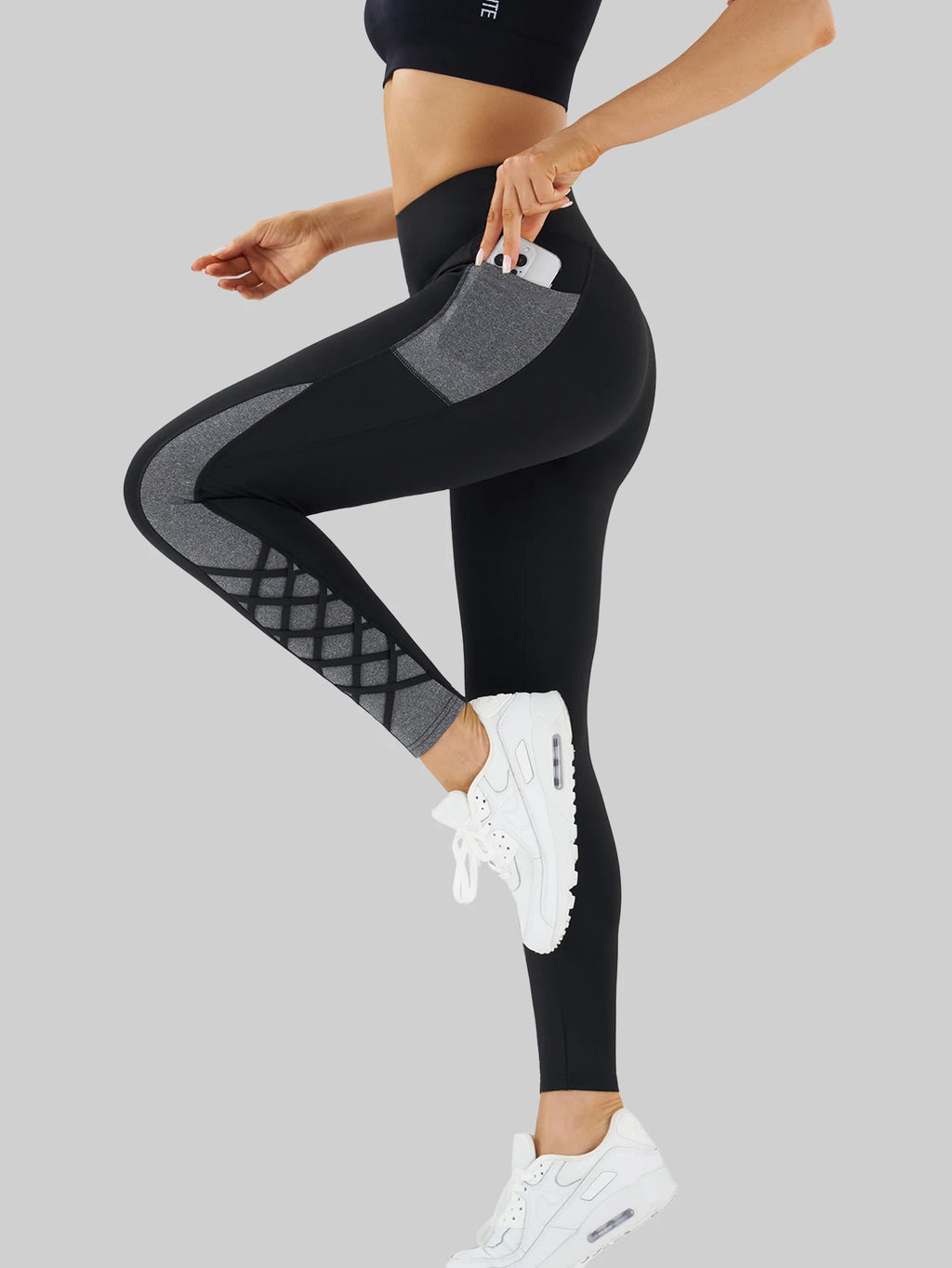 Contrast Geometric Print Yoga Leggings