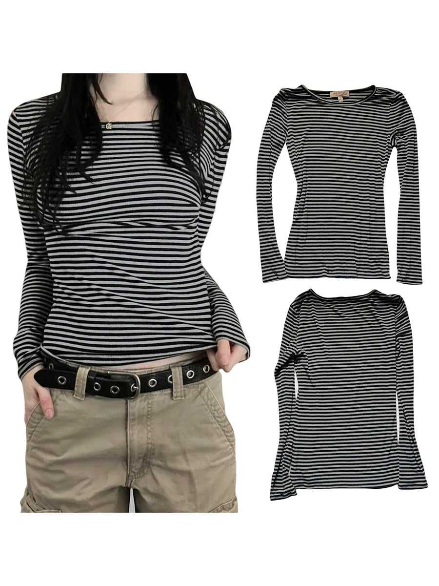 Broadcloth Striped Crew Neck True-To-Size Fit T-Shirt