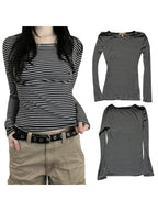 Broadcloth Striped Crew Neck True-To-Size Fit T-Shirt