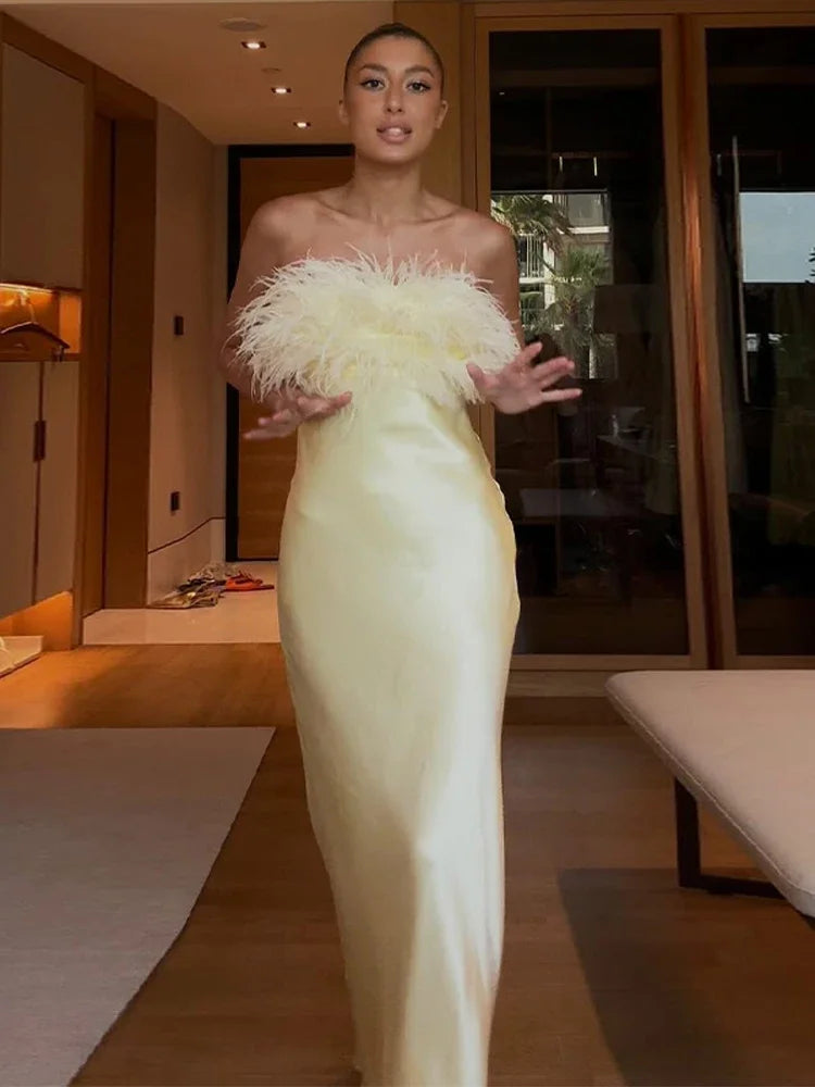 Butter Yellow Satin Dress