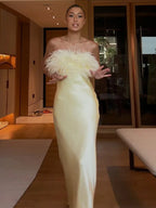 Butter Yellow Satin Dress