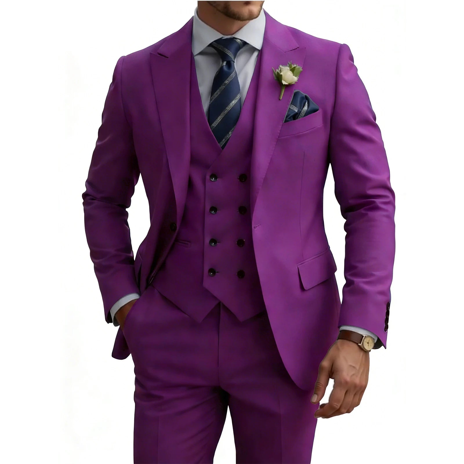 Three-Piece Double-Breasted Formal Tuxedo