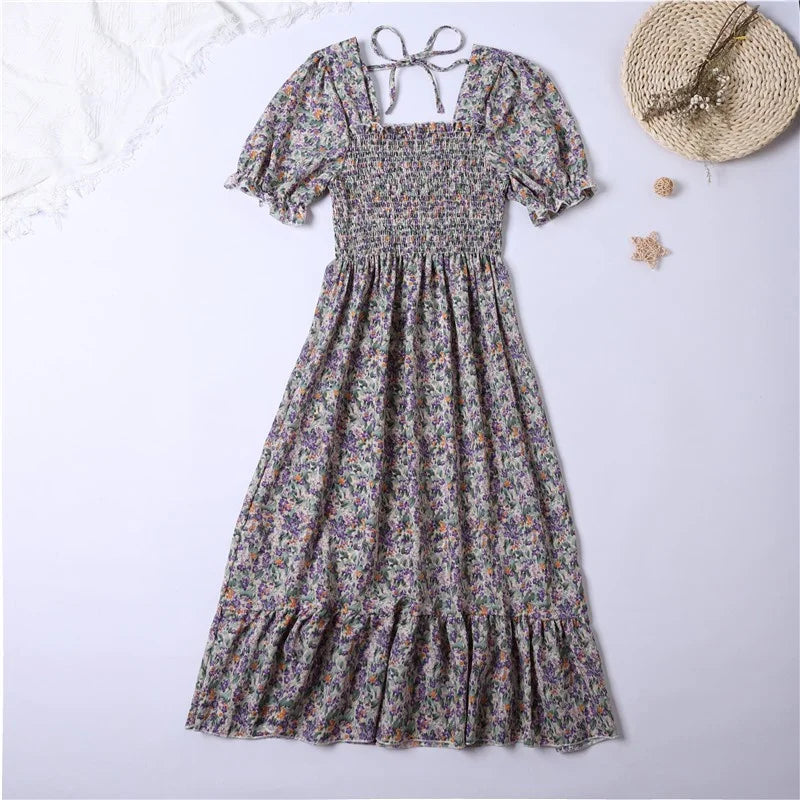 Summer Pleated Chiffon Dress