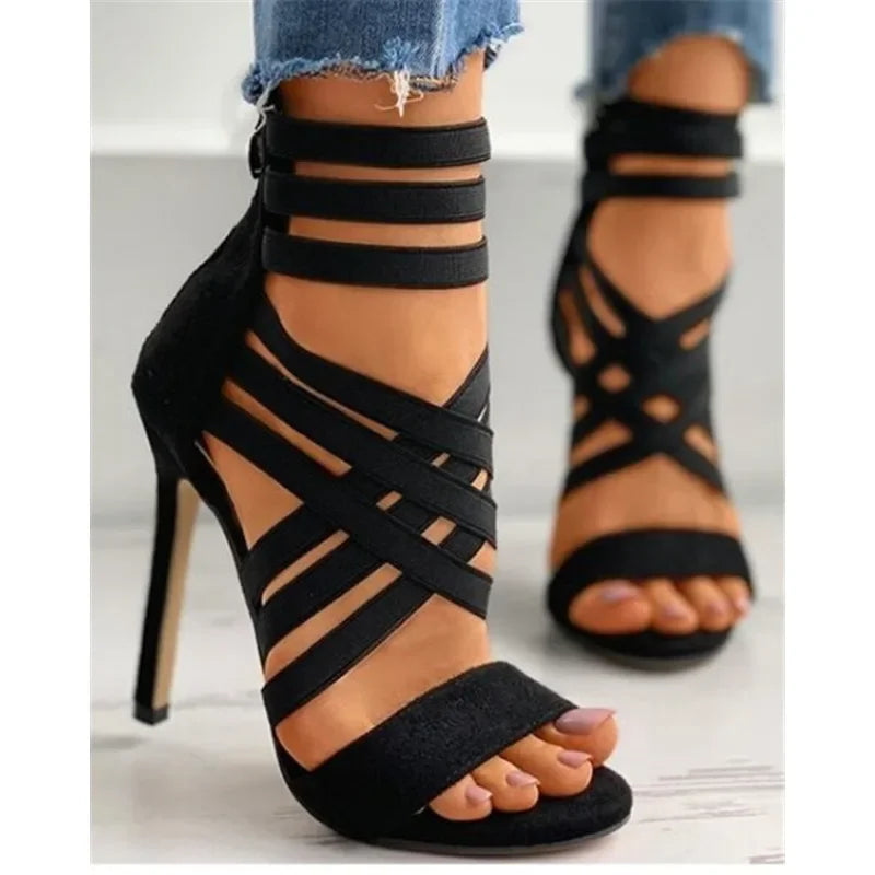 Zipper Gladiator High Heel Sandals