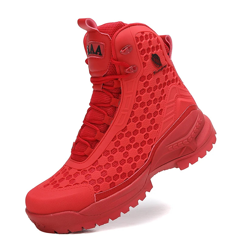 Orange Leather Motorcycle Combat Boots
