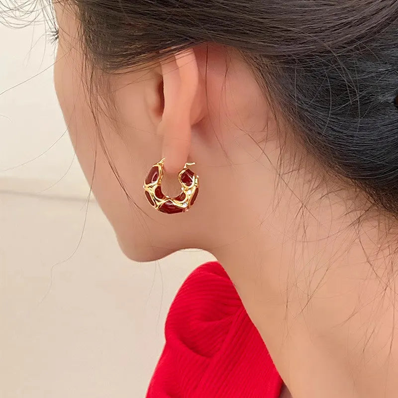 Light Luxury Rhinestone Hoops