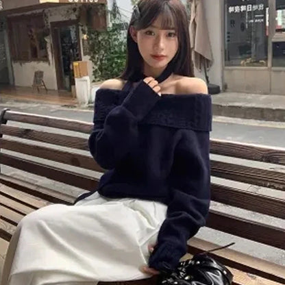 Off Shoulder Pullover Sweater