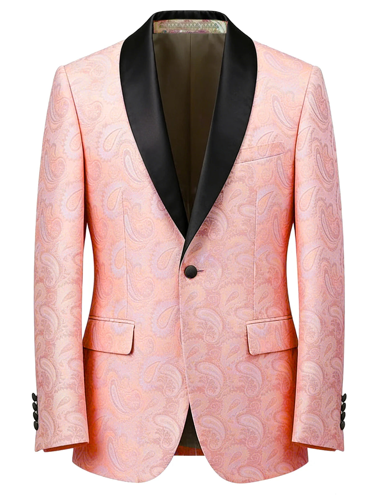 Paisley Jacquard Satin Shawl Blazer