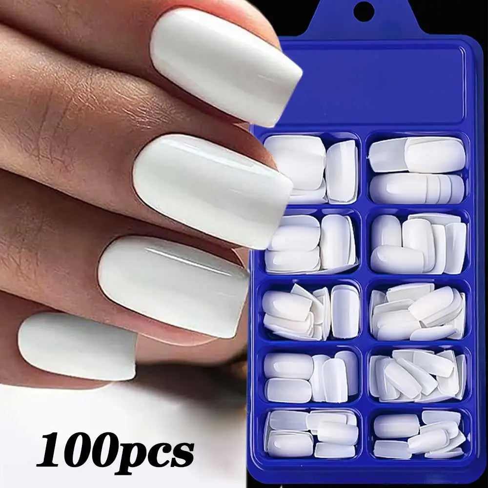 Milk White Press Nails Medium