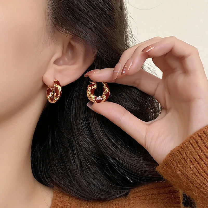 Light Luxury Rhinestone Hoops