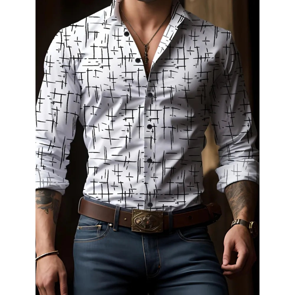 V-Neck Print Casual Shirt