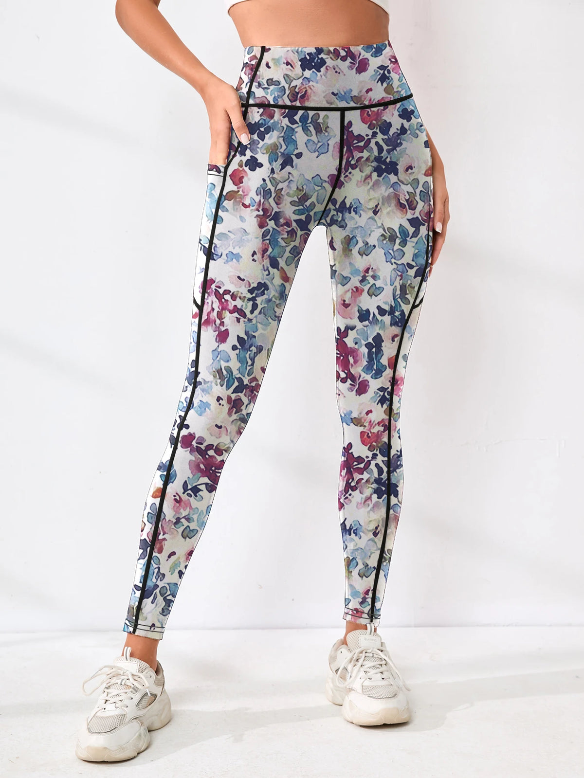 Printed Welt-Pocket Ankle Yoga Pants
