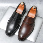 Round-Toe Formal Leather Loafers