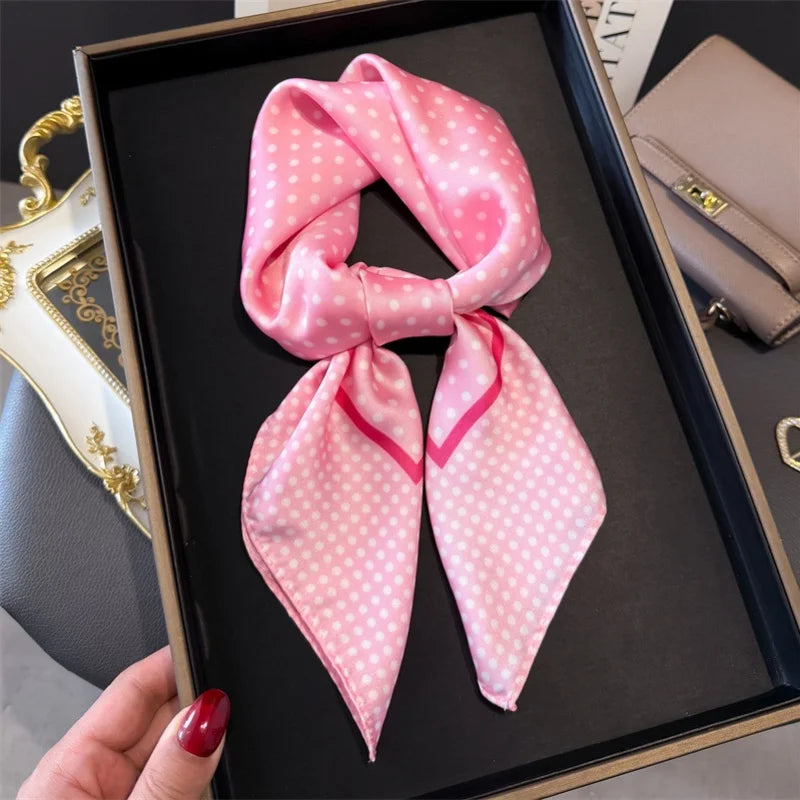 Dot Print 70cm Silk Square Scarf