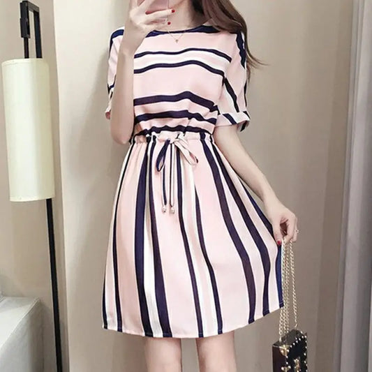 Elegant Striped Midi Dress