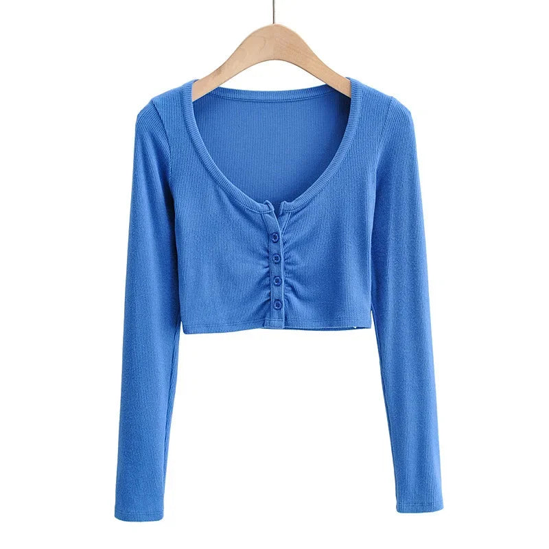 Broadcloth Solid V-Neck True-To-Size Fit Crop Top
