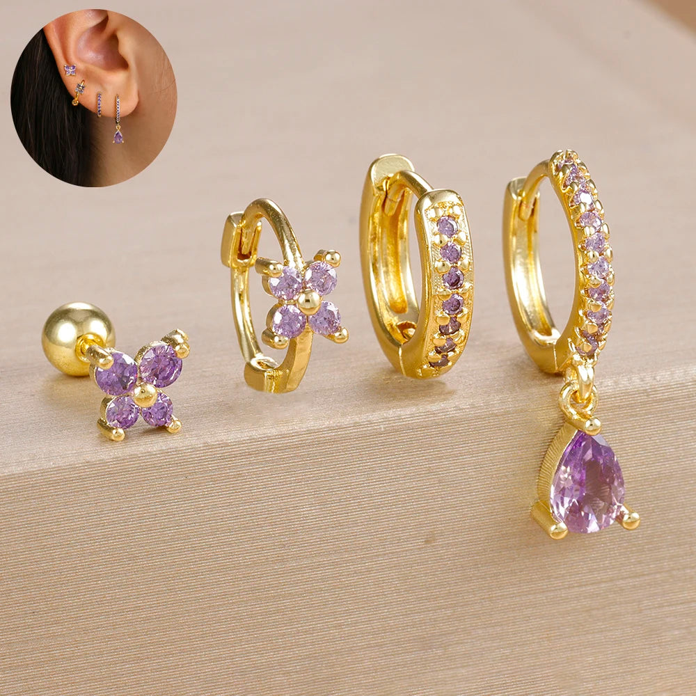Zircon Water Drop Hoops