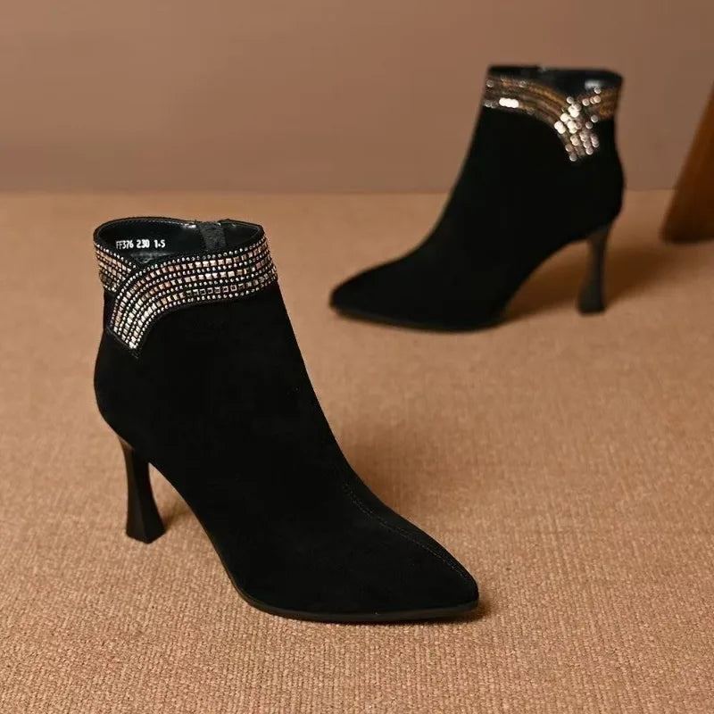Rhinestone Ankle Boots