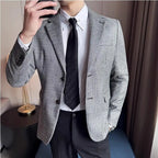 Bright Silk Grid Korean Dress Blazer