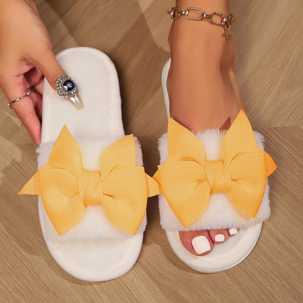 Women Bow Winter Slippers