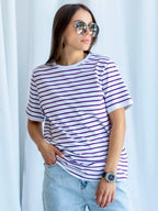 Contrast Striped Round Neck T-Shirt