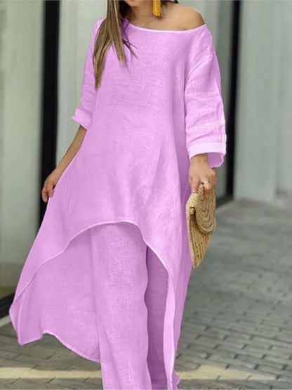 Women's Solid Casual Two Piece