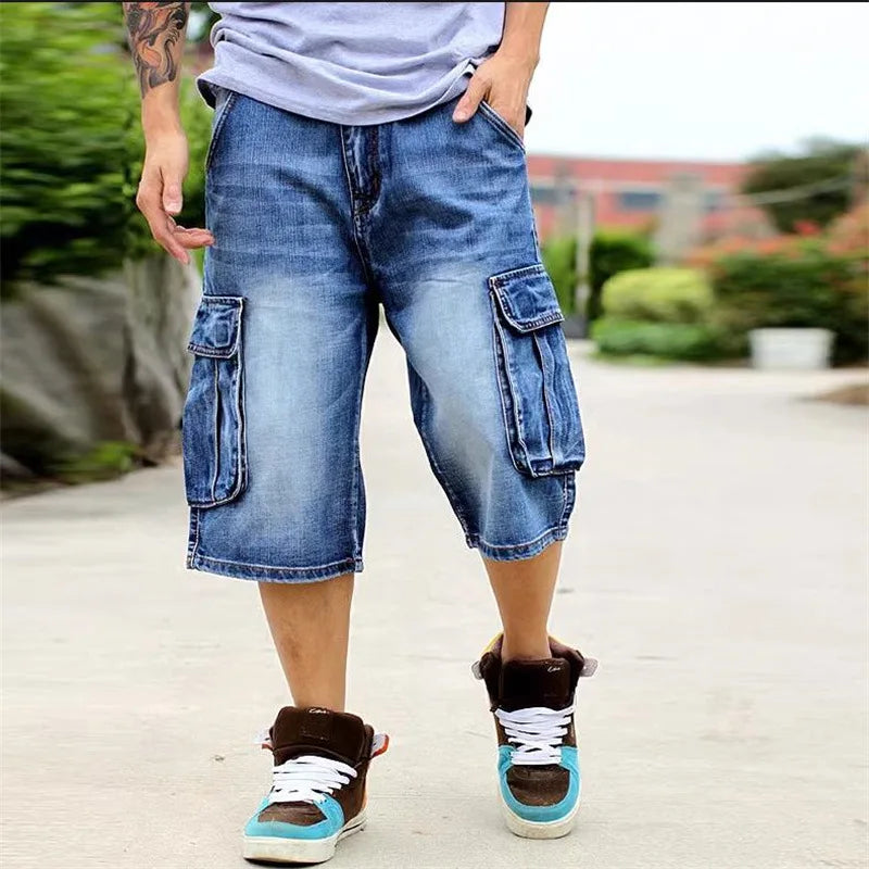 American Retro Denim Cargo Shorts