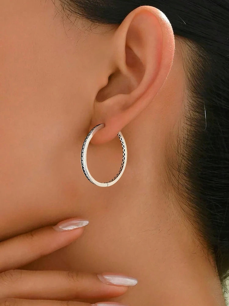 Zircon Silver Hoop Earrings