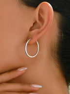 Zircon Silver Hoop Earrings