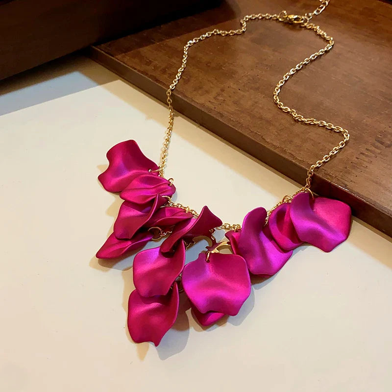 Colorful Petal Fringe Necklace
