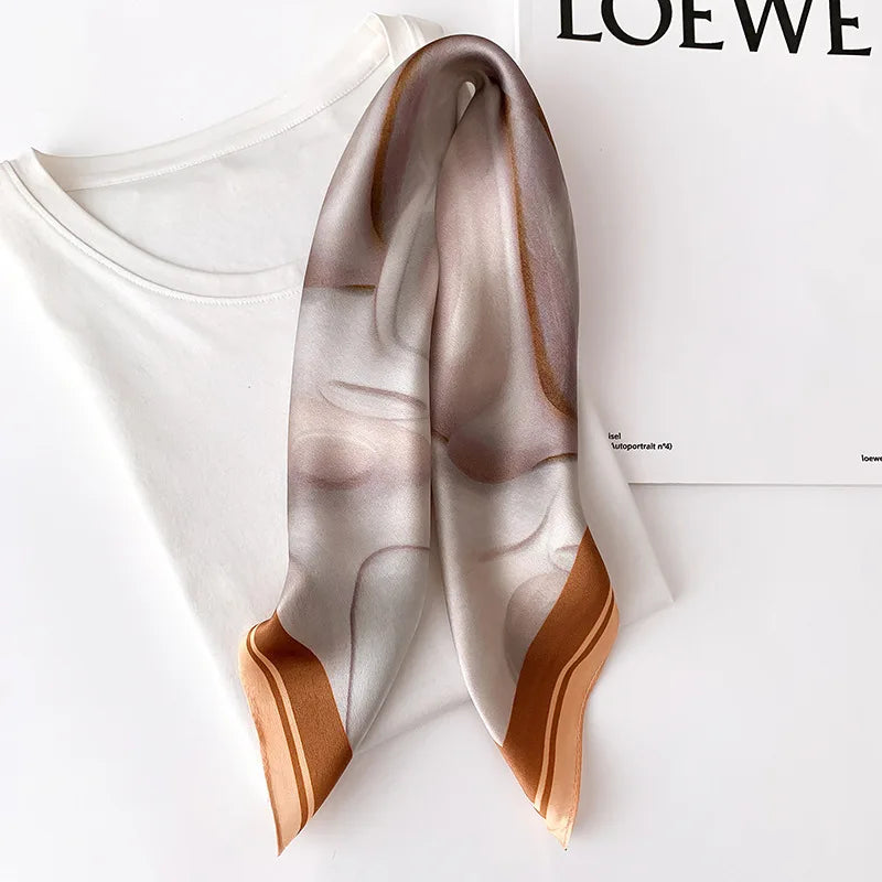 Abstract Marble Satin Square Scarf