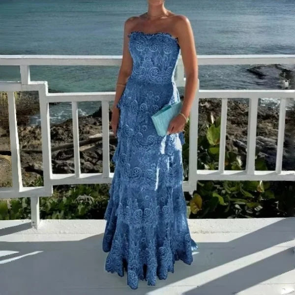 Tiered Lace Maxi Gown