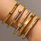 Floral Zircon Bangle Bracelet