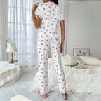Casual V-Neck Print Pajama Set