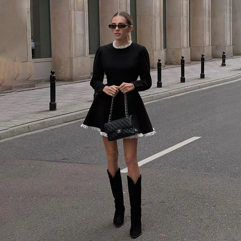 Autumn Lace A-Line Mini Dress