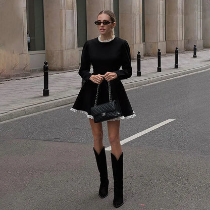 Autumn Lace A-Line Mini Dress