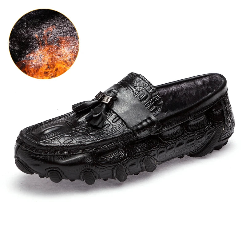 Crocodile Pattern Leather Loafers