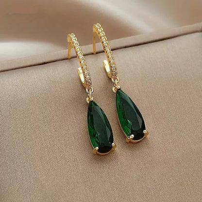 Pear Green CZ Earrings