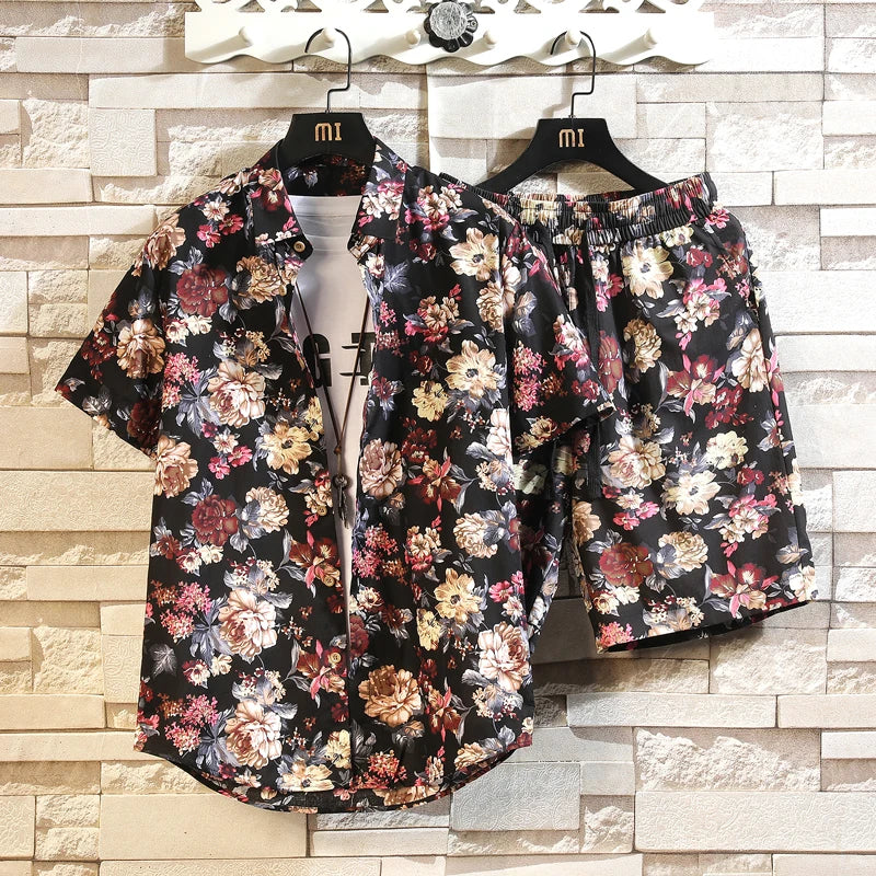 Cotton Floral Shirt Shorts Set