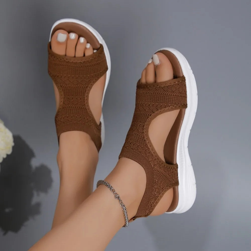 Mesh Platform Wedge Sandals