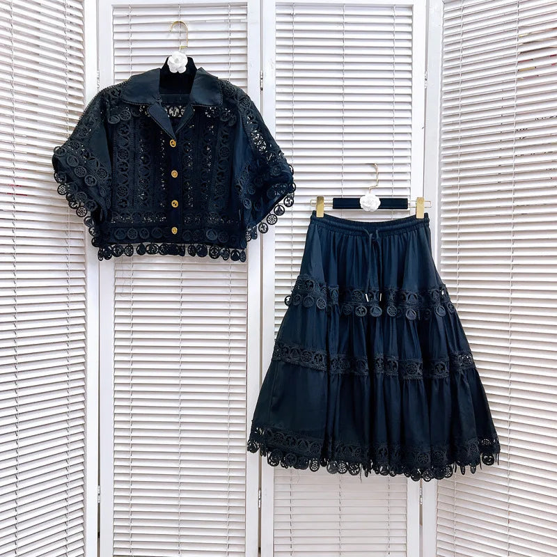 Embroidered Summer Skirt Suit