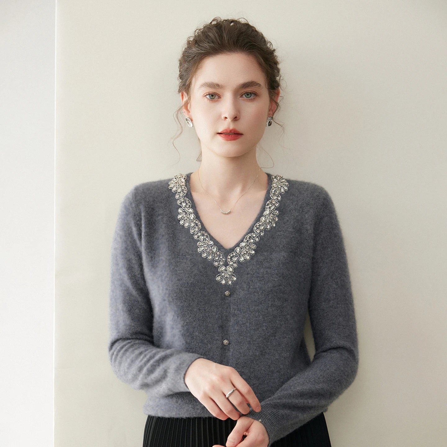 Cashmere Diamond V-Neck Sweater