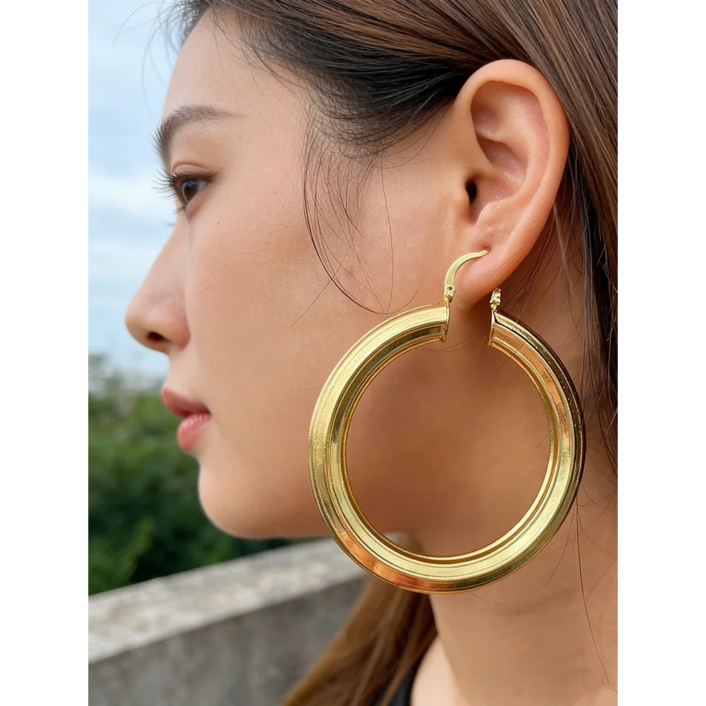 Gold Twisted Hoop Earrings