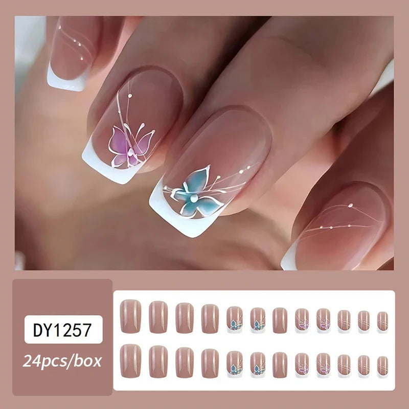 Gradient White Press Nails
