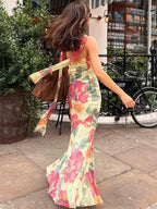 Blossom Print Strapless Maxi Dress