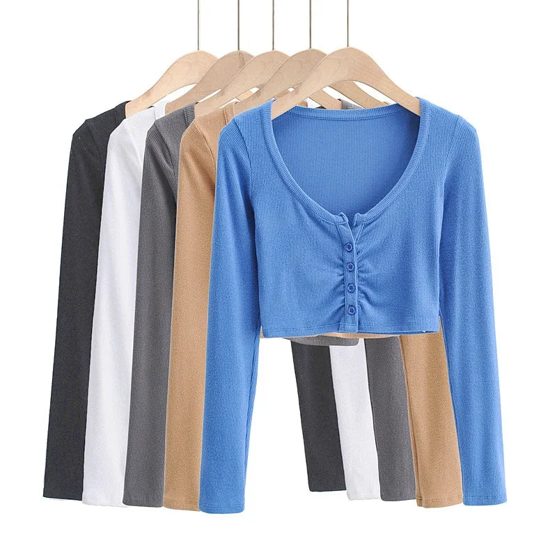 Broadcloth Solid V-Neck True-To-Size Fit Crop Top