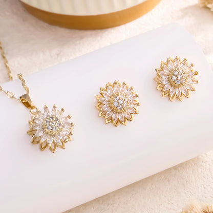 Sunflower Zircon Jewelry Set
