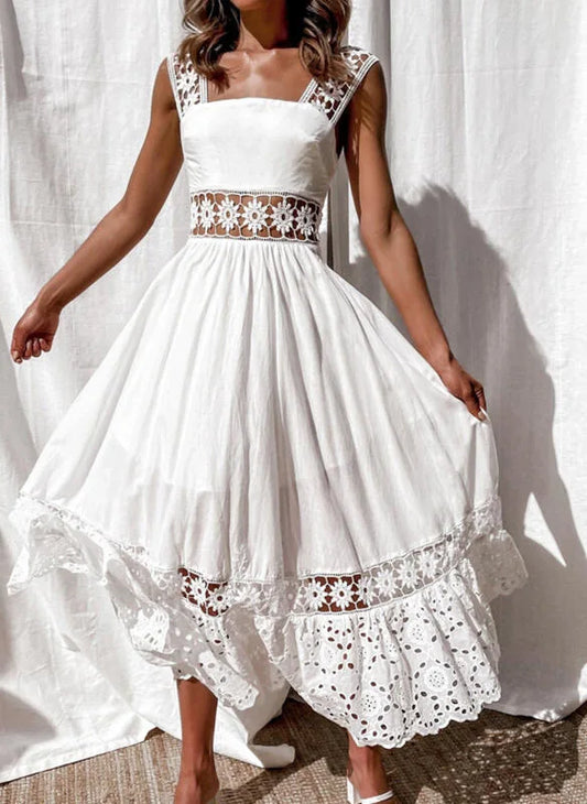 White Lace Cotton Sundress
