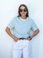 Contrast Striped Round Neck T-Shirt