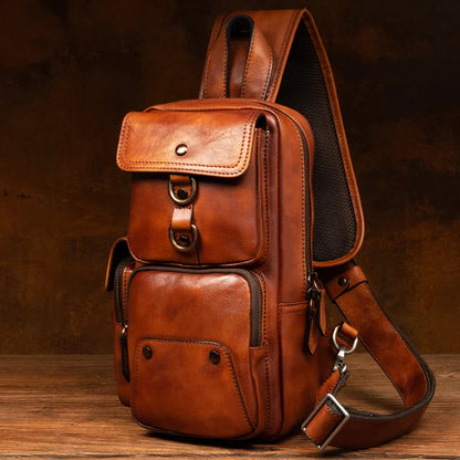 Retro Leather Crossbody Chest Bag